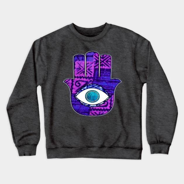 Hamsa Hand Evil Eye Crewneck Sweatshirt by artbyomega